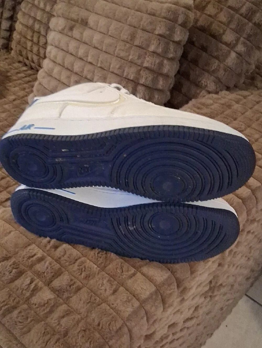Nike White and Blue Low-Top Sneakers